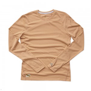 Tracksmith Horizon Long Sleeve Cork/Melon Stripe USA | API-581970