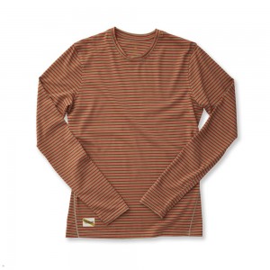 Tracksmith Horizon Long Sleeve Taupe/Scarlet Stripe USA | TNA-631520