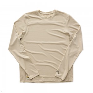 Tracksmith Session Long Sleeve Beige USA | VEH-643872