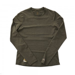 Tracksmith Session Long Sleeve Olive USA | OUB-369705