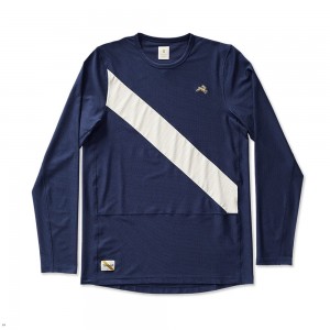 Tracksmith Van Cortlandt Long Sleeve Navy/Ivory USA | QDX-976302