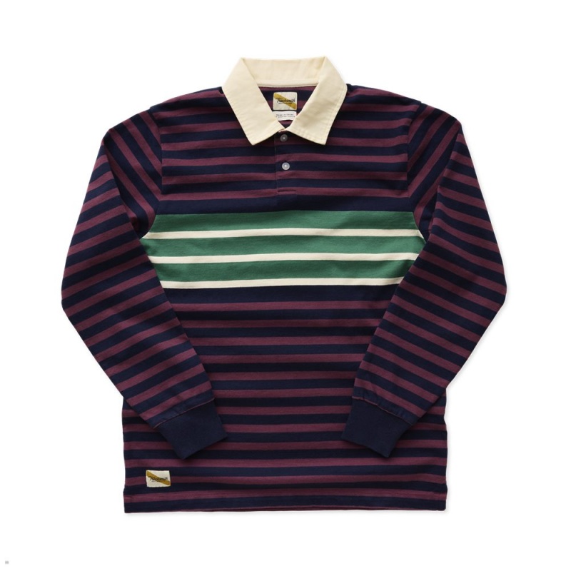 Tracksmith Cotton Rugby Navy/Eggplant/Green/Ivory USA | YIB-189075