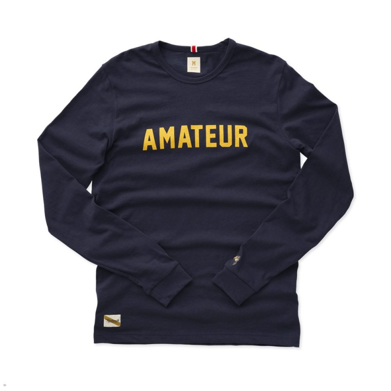 Tracksmith Grayboy Long Sleeve Amateur Navy/Yellow USA | CGM-237046