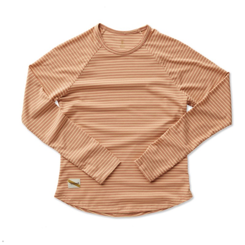 Tracksmith Horizon Long Sleeve Cork/Melon Stripe USA | VXY-419567