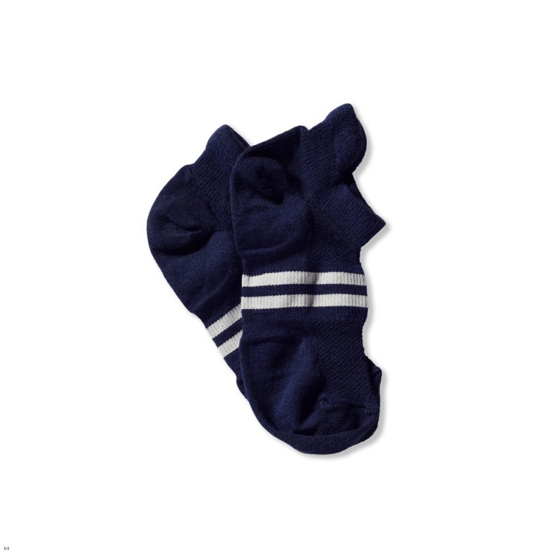 Tracksmith Merino No Show Navy/Ivory USA | IFA-415736