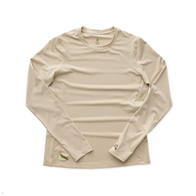 Tracksmith Session Long Sleeve Beige USA | LZP-408931