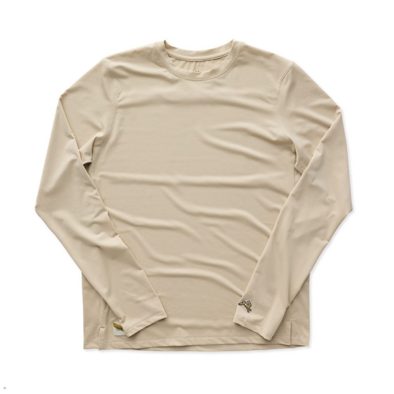 Tracksmith Session Long Sleeve Beige USA | VEH-643872