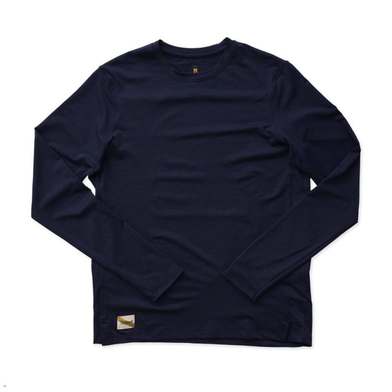 Tracksmith Session Long Sleeve Navy USA | OKA-207469