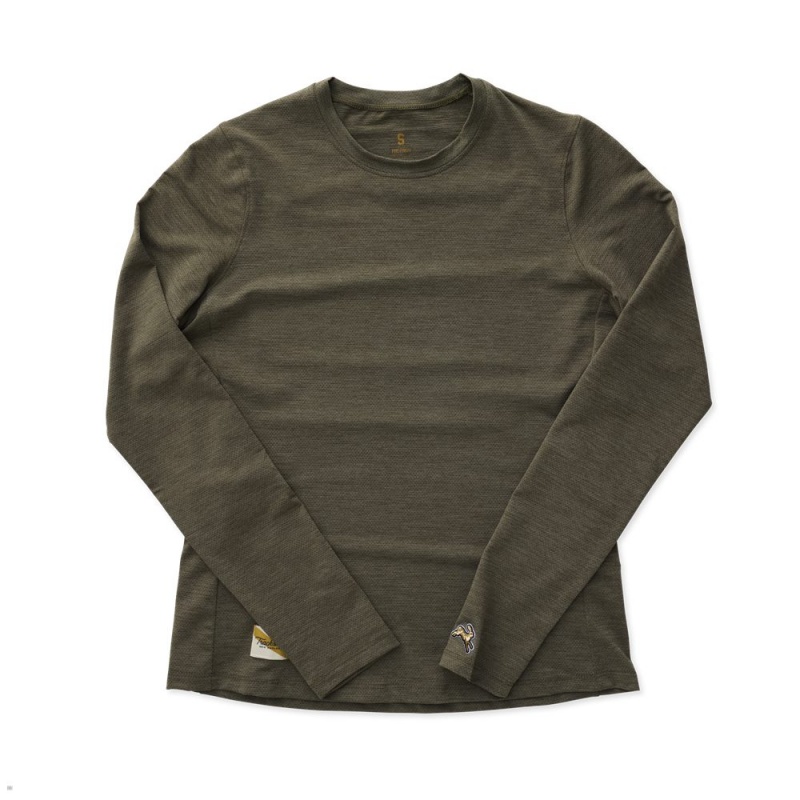 Tracksmith Session Long Sleeve Olive USA | OUB-369705