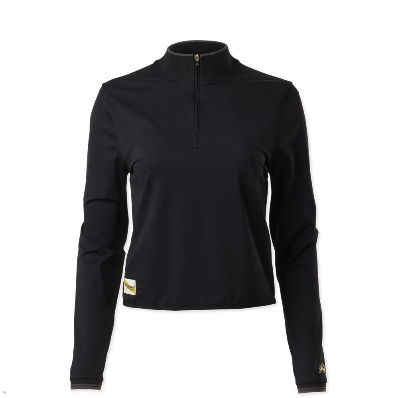 Tracksmith Session Quarter Zip Black USA | EZY-514932