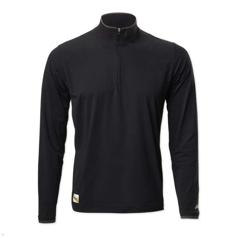 Tracksmith Session Quarter Zip Black USA | KUG-231849