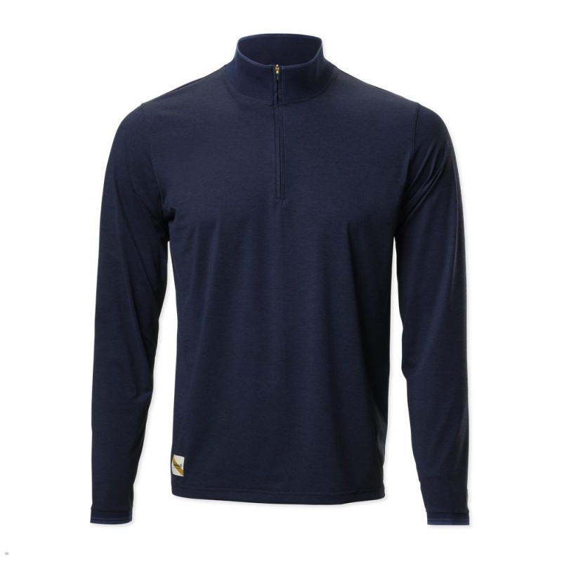 Tracksmith Session Quarter Zip Navy USA | SIP-489106